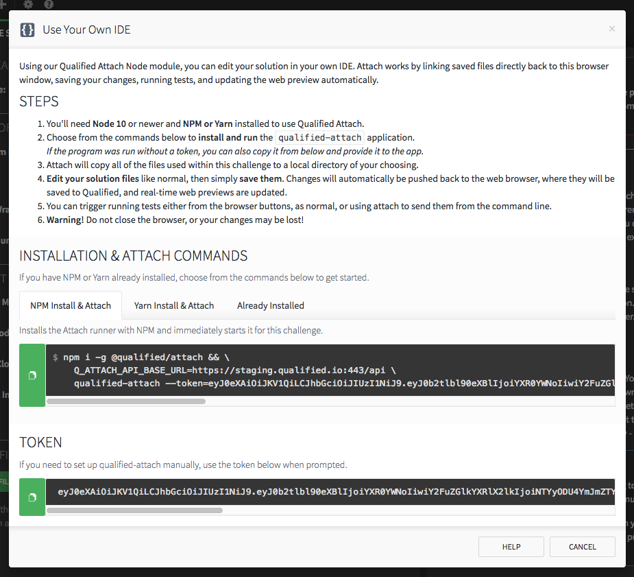 Use Your Own IDE Screen