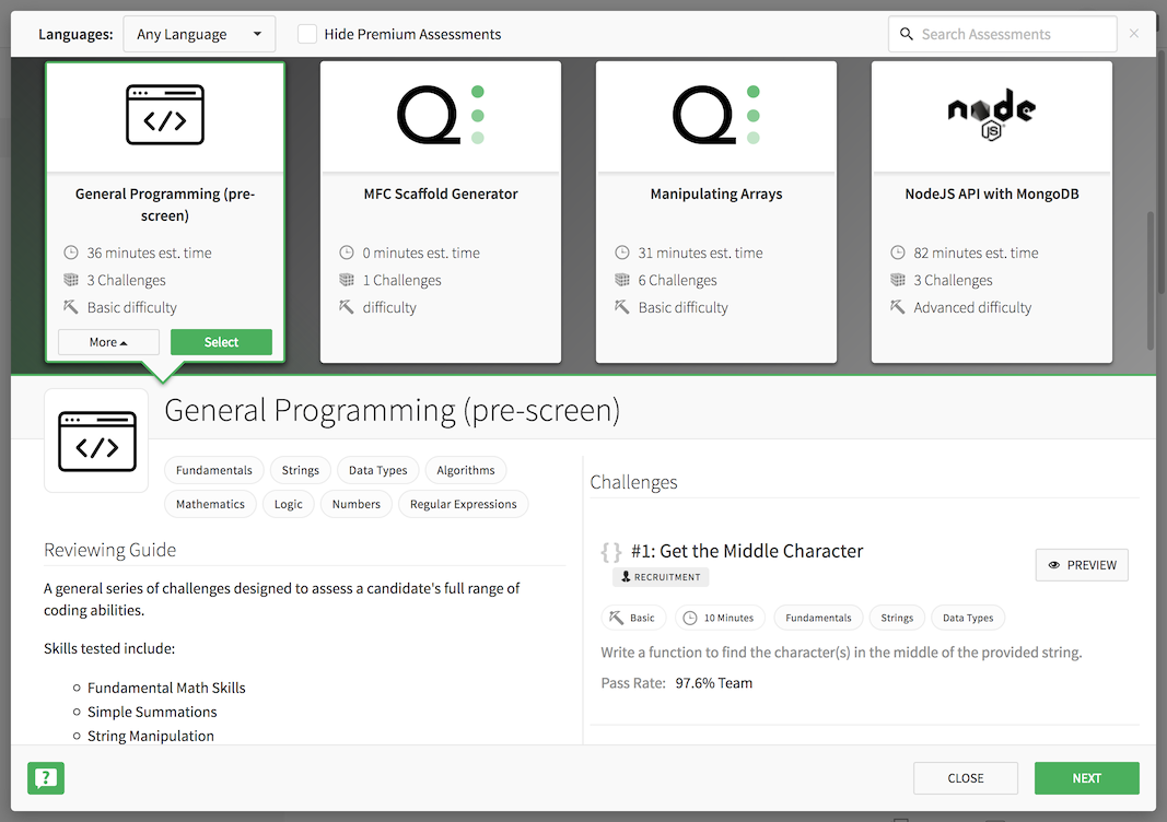 Create Assessment Dialog 2