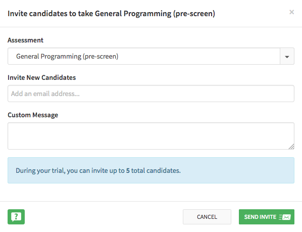 Candidate/Student Invitation Dialog